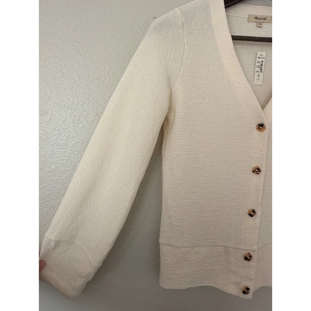 Madewell‎ Pieced-Sleeve Cardigan Antique Cream Button Front Cardigan XXS NWT